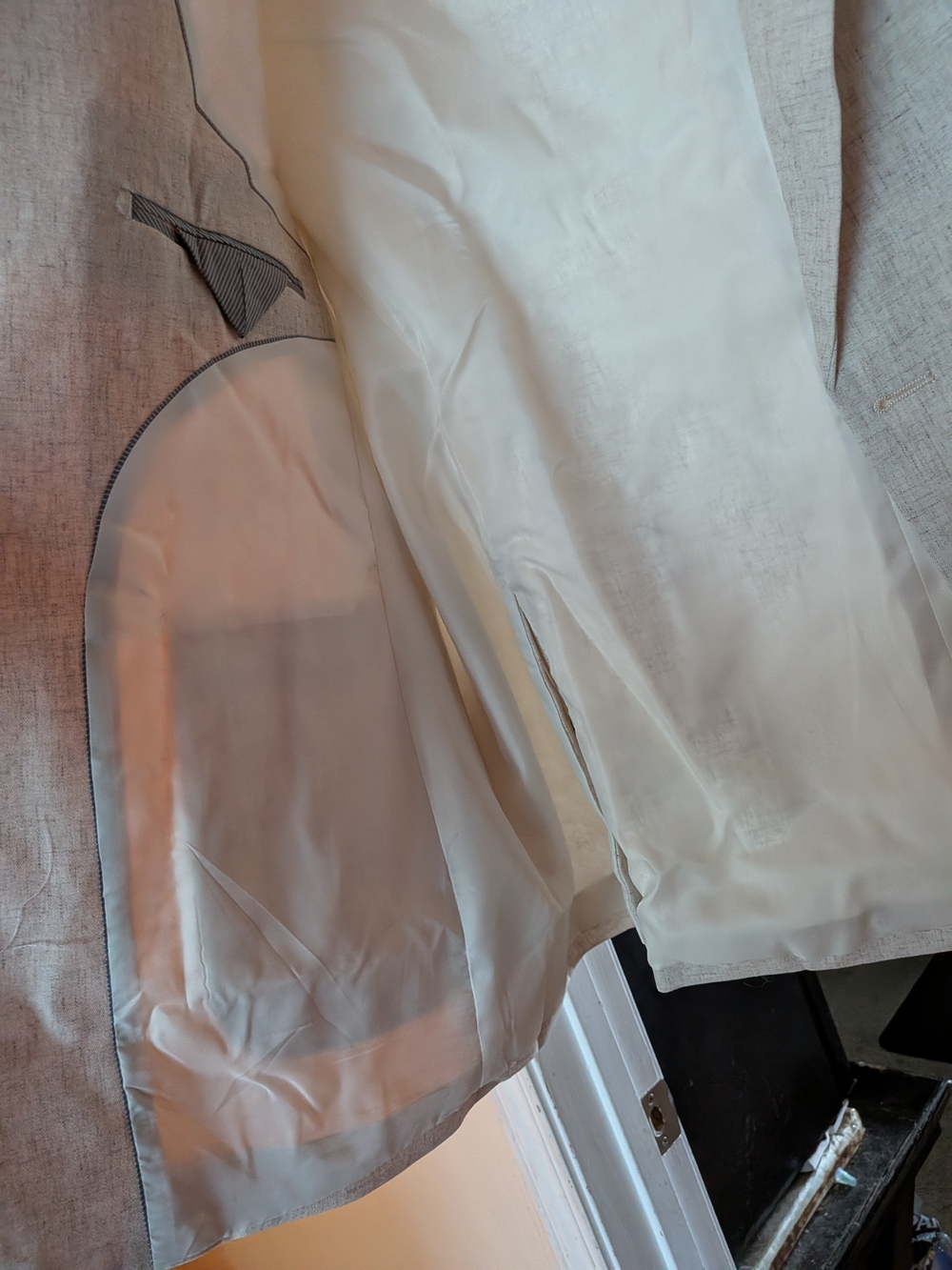Men's Light Beige Single-Button Linen 2-piece Suit - Picture 5 of 5